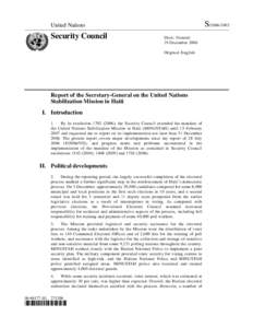 Cité Soleil / Haitian National Police / Haiti / United Nations Security Council Resolution / Yvon Neptune / United Nations Stabilisation Mission in Haiti / History of the United Nations / Americas