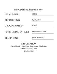 Bid Opening Results For: IFB NUMBER[removed]BID OPENING