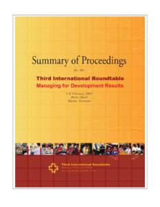 Third International Roundtable – Managing for Development Results, 5-8 April 2007, Hanoi Vietnam  SSu um mm ma