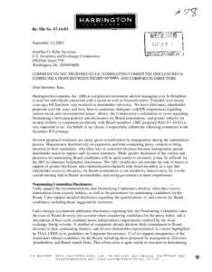 Re: File No. S7[removed]September 12,2003 Jonathan G. Katz, Secretary U.S. Securities and Exchange Commission 450 Fifth Street N W Washington, DC[removed]