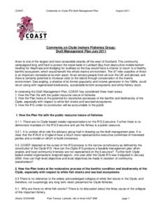COAST  Comments on Clyde IFG Draft Management Plan August 2011