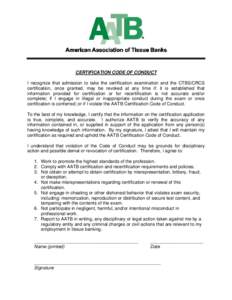 Professional certification / Linguistics / Knowledge / Certified Tissue Bank Specialist / Standards / American Association of Tissue Banks / Certification