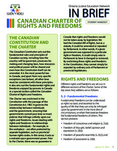 Ontario Justice Education Network  IN BRIEF CANADIAN CHARTER OF RIGHTS AND FREEDOMS