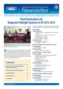 Bulgarian-American Commission for Educational Exchange  www.fulbright.bg Newsletter