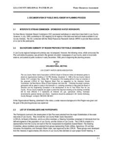 LEA COUNTY REGIONAL WATER PLAN  Water Resources Assessment 2. DOCUMENTATION OF PUBLIC INVOLVEMENT IN PLANNING PROCESS