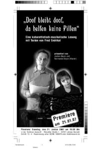 Eine kabarettistisch-musikalische Lesung mit Texten von Fred Endrikat präsentiert von: Jochen Baum und Normande Doyon (Klavier)