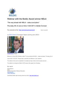 Webinar with the Boldic Award winner NDLA 