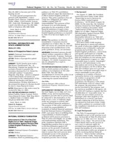 Federal Register / Vol. 66, No[removed]Tuesday, March 20, [removed]Notices May 29, 2001 to become part of the hearing record. To make special arrangements for persons with disabilities, contact Rosalie Vlach, Director, Legis