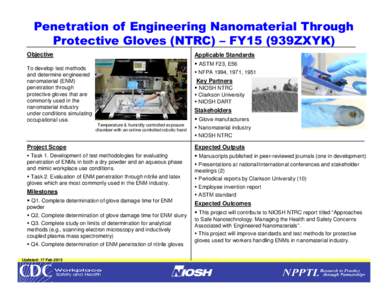 Penetration of Engineering Nanomaterial Through Protective Gloves (NTRC) –FY15 (939ZXYK)