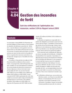 Chapitre 4 Section 4.04 Gestion des incendies de forêt Suivi des vérifications de l’optimisation des