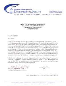 Montana Department of Brian Schweitzer, Governor Richard H. Opper, Director ENVIRONMENTAL QUALITY P.O. Box[removed] • Helena, MT[removed] •