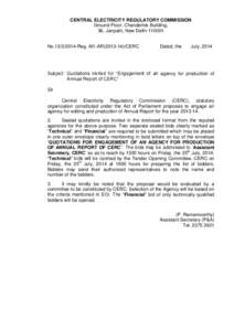 CENTRAL ELECTRICITY REGULATORY COMMISSION Ground Floor, Chanderlok Building, 36, Janpath, New Delhi[removed]No[removed]Reg. Aff.-AR[removed]CERC  Dated, the