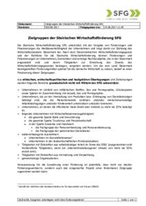 Dokument: Revision: Zielgruppen der Steirischen Wirtschaftsförderung SFGFreigegeben am: :49