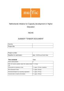 Netherlands Initiative for Capacity development in Higher Education NICHE  SUBSIDY TENDER DOCUMENT