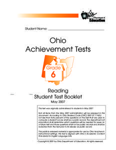 Student Name: _____________________________________  Ohio Achievement Tests Grade