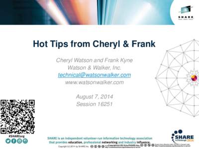 Hot Tips from Cheryl & Frank Cheryl Watson and Frank Kyne Watson & Walker, Inc. [removed] www.watsonwalker.com August 7, 2014