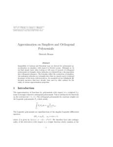 Algebra / Classical orthogonal polynomials / Jacobi polynomials / Orthogonality / Legendre polynomials / Simplex / Bateman polynomials / Gegenbauer polynomials / Orthogonal polynomials / Mathematics / Mathematical analysis