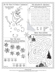 Do You Want To Build A Snowman? Elsa has created a frozen friend. Connect the dots to find out who it is! 