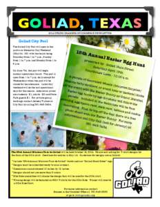 GOLIAD, TEXAS 2014 SPRING CHAMBER OF COMMERCE NEWSLETTER  Goliad City Pool