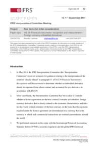 Business / International Financial Reporting Standards / Financial markets / Financial instrument / International Accounting Standards Board / Euro / Derivative / Functional currency / Forward contract / Financial regulation / Finance / Financial economics