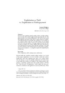 Exploitation as Theft vs. Exploitation as Underpayment Lamont Rodgers San Jacinto College BIBLID626X; pp]