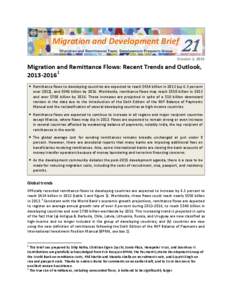 THE WORLD BANK  Migration and Development Brief Migration and Remittances Team, Development Prospects Group  21