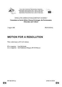 Euro-Latin American Parliamentary Assembly Assemblée Parlementaire Euro-Latino Américaine Asamblea Parlamentaria Euro-Latinoamericana Assembleia Parlamentar Euro-Latino-Americana  EURO-LATIN AMERICAN PARLIAMENTARY ASSE