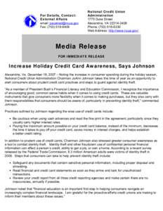 Media Release - Union Pacific Streamliner Federal Credit Union Returns to Member Control