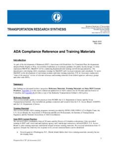 Transportation in the United States / Accessibility / NCHRP / Americans with Disabilities Act / Ada / Federal Highway Administration / Universal design / United States Department of Transportation / Visual arts / Design / Architecture