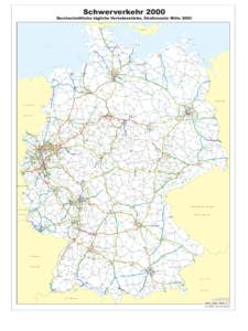 Schwerverkehr 2000 Durchschnittliche tägliche Verkehrsstärke, Straßennetz: Mitte 2000 D Ä N E - Westerland