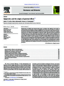 Epigenetics and the origins of paternal effects