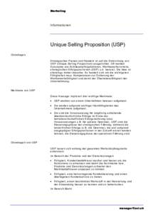 Marketing  Informationen Unique Selling Proposition (USP) Grundlagen