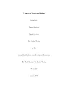 Productivity, Growth, and the Law  Remarks by Manuel Sánchez