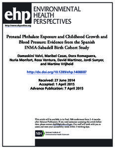 Endocrine disruptors / Bis(2-ethylhexyl) phthalate / Dibutyl phthalate / Pregnancy / Polyvinyl chloride / Enteric coating / Creatinine / Diethyl phthalate / Plasticizers / Chemistry / Phthalates