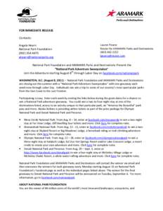 FOR IMMEDIATE RELEASE Contacts: Angela Hearn National Park Foundation[removed]removed]