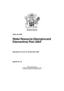 Queensland Water Act 2000 Water Resource (Georgina and Diamantina) Plan 2004