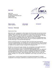 Open brief Mark Rutte lijsttrekker van de VVD p/a Algemeen secretariaat VVD PostbusGV Den Haag