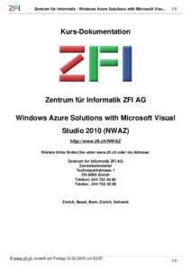 Zentrum für Informatik - Windows Azure Solutions with Microsoft Visu[removed]Kurs-Dokumentation