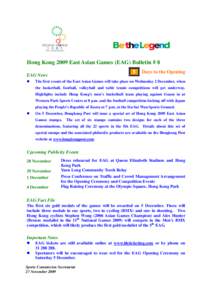 Hong Kong 2009 East Asian Games (EAG) Bulletin # 8 8 EAG News 