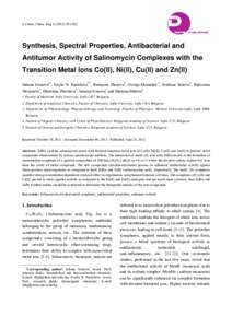 Microsoft Word - 10-Synthesis, Spectral Properties, Antibacterial and Antitumor Activity of Salinomycin Complexes with the Tran
