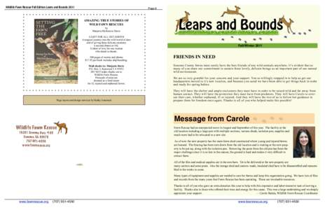 Wildlife Fawn Rescue Fall Edition Leaps and Bounds[removed]Page 8 AMAZING TRUE STORIES OF WILD FAWN RESCUES