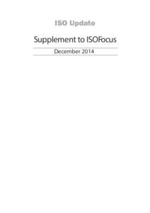 ISO Update  Supplement to ISOFocus December 2014  International Standards in process