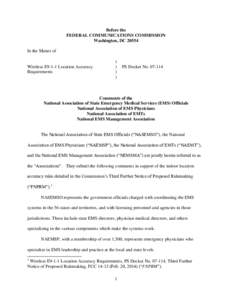 Before the FEDERAL COMMUNICATIONS COMMISSION Washington, DC[removed]In the Matter of  Wireless E9-1-1 Location Accuracy