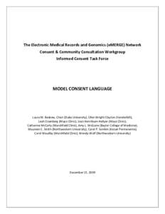 eMERGE Model Informed Consent Language Compilation