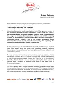 Two major awards for Henkel