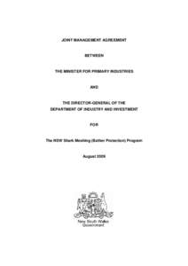 Joint Management Agreement & Management Plan for the NSW Shark Meshing (Bather Protection) Program