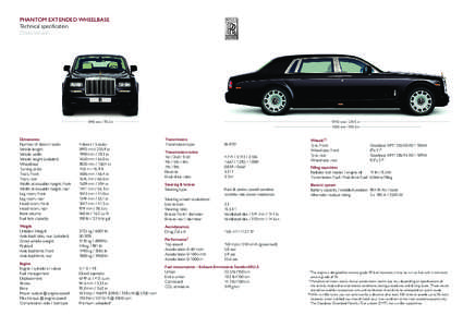 PHANTOM EXTENDED WHEELBASE Technical specification China Version 1990 mm[removed]in