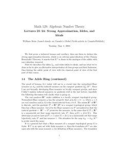 Algebraic number theory / Field theory / Topological groups / Fourier analysis / Algebraic number field / Adelic algebraic group / Valuation / Adele ring / Representation theory / Abstract algebra / Topology / Mathematics