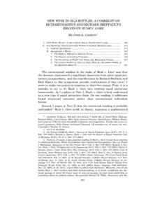 NEW WINE IN OLD BOTTLES: A COMMENT ON RICHARD HASEN’S AND RICHARD BRIFFAULT’S ESSAYS ON BUSH V. GORE HEATHER K. GERKEN* I. NEW WINE: BUSH V. GORE’S NOVEL EQUAL PROTECTION CLAIM ...................... II. OLD BOTTLE