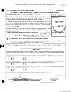 RFP[removed]Mobile Electronic Summons and Traffic Ticketing System  • CONFLICT OF INTEREST QUESTIONNAIRE